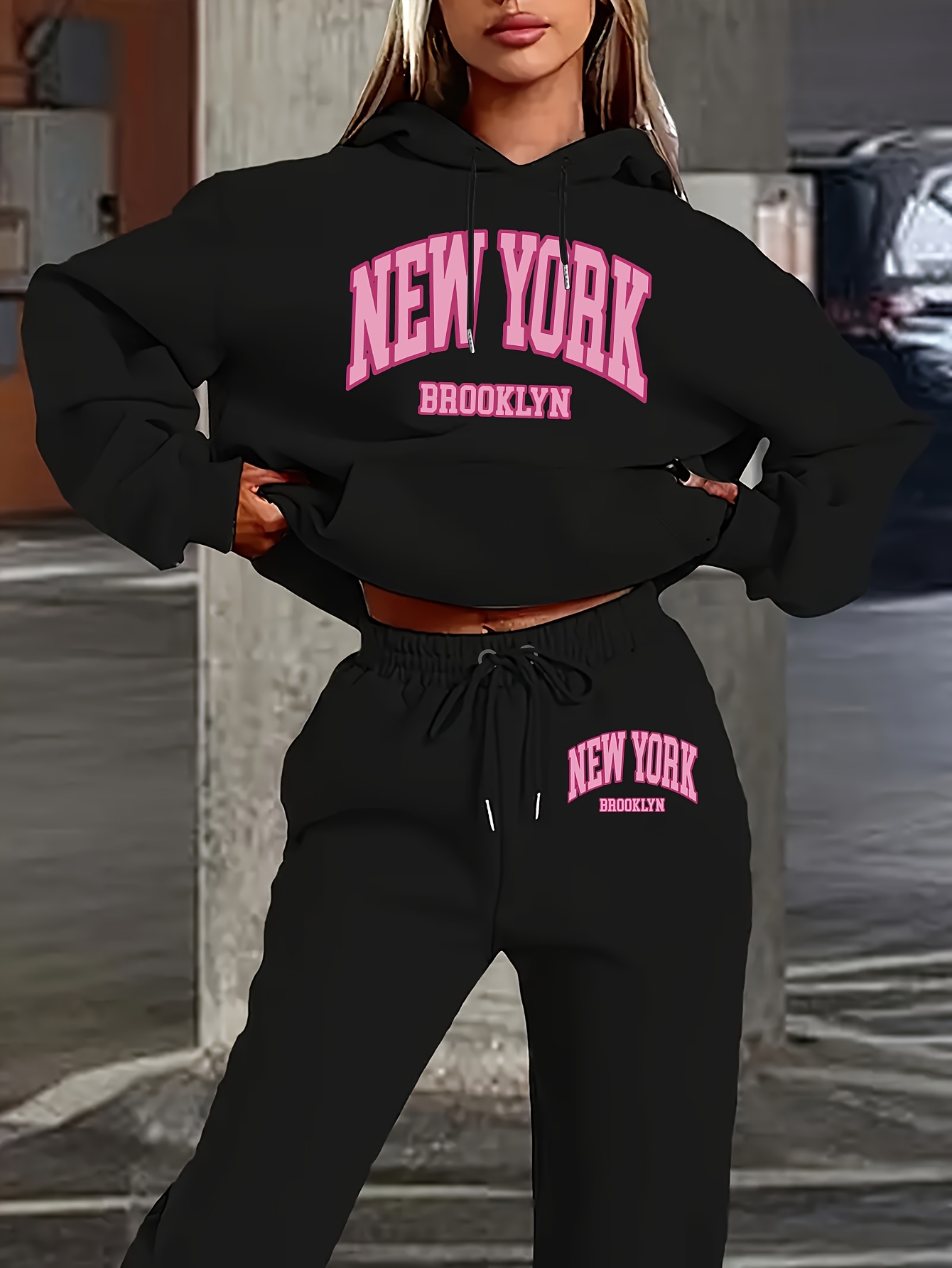 Women 2Pcs Letter Print Outfit - Winter Clothing For Women 评论和价格